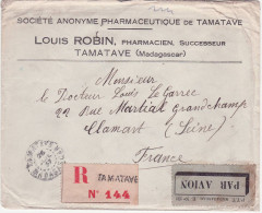 Madagascar Lettre Tamatave Louis Robin Pharmacien Pour Clamart + Aff Au Dos - Cartas & Documentos