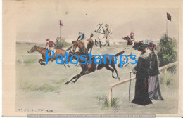 229045 ART ARTE SIGNED TOMMI SMART HORSE RACE AND WOMAN LOOKING POSTAL POSTCARD - Other & Unclassified