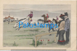 229047 ART ARTE SIGNED TOMMI SMART THE HORSE RACE AND COUPLE LOOKING POSTAL POSTCARD - Other & Unclassified