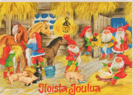 PAPÁ NOEL Feliz Año Navidad GNOMO Vintage Tarjeta Postal CPSM #PBA927.A - Santa Claus