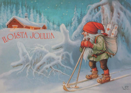 PÈRE NOËL Bonne Année Noël GNOME Vintage Carte Postale CPSM #PBA739.A - Santa Claus