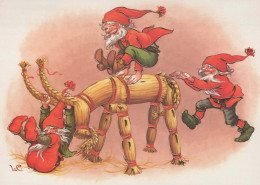 SANTA CLAUS Happy New Year Christmas GNOME Vintage Postcard CPSM #PBA706.A - Santa Claus