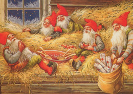 PÈRE NOËL Bonne Année Noël GNOME Vintage Carte Postale CPSM #PBA679.A - Santa Claus