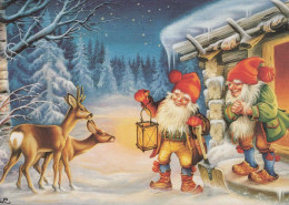 SANTA CLAUS Happy New Year Christmas GNOME Vintage Postcard CPSM #PBA716.A - Santa Claus