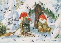 SANTA CLAUS Happy New Year Christmas GNOME Vintage Postcard CPSM #PAY979.A - Santa Claus