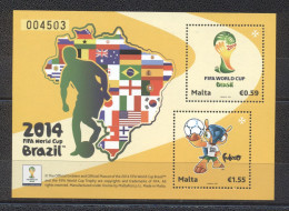 Malta 2014- FIFA World Cup Brazil M/Sheet - 2014 – Brasile