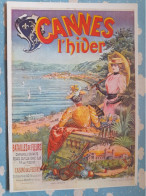 REPRO AFFICHE ANCIENNE CANNES L'HIVER BATAILLES DE FLEURS - Autres & Non Classés