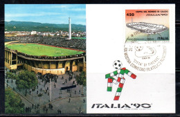 ITALIA 90 REPUBBLICA ITALY REPUBLIC 1990 COPPA DEL MONDO DI CALCIO STADIO COMUNALE FI L. 450 MAXI MAXIMUM CARD CARTOLINA - Maximumkaarten