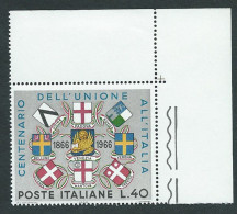 Italia 1966; Unione Del Veneto All’ Italia, Centenario; Angolo Superiore. - 1961-70:  Nuovi