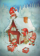 PAPÁ NOEL Feliz Año Navidad GNOMO Vintage Tarjeta Postal CPSM #PBL959.A - Santa Claus