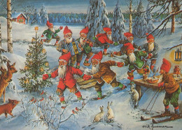 WEIHNACHTSMANN SANTA CLAUS Neujahr Weihnachten GNOME Vintage Ansichtskarte Postkarte CPSM #PBL882.A - Santa Claus