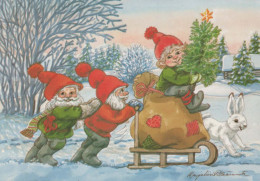 PÈRE NOËL Bonne Année Noël GNOME Vintage Carte Postale CPSM #PBL876.A - Santa Claus