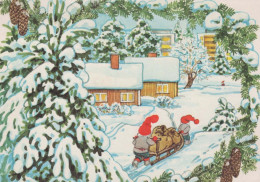SANTA CLAUS Happy New Year Christmas GNOME Vintage Postcard CPSM #PBL873.A - Santa Claus