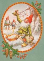 BABBO NATALE Buon Anno Natale GNOME Vintage Cartolina CPSM #PBL805.A - Santa Claus