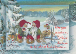 SANTA CLAUS Happy New Year Christmas GNOME Vintage Postcard CPSM #PBL808.A - Santa Claus