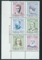 Italia 1978; Personaggi Illustri, Serie Completa Unita In Blocco D' Angolo; FLUORESCENTE. - 1971-80: Mint/hinged