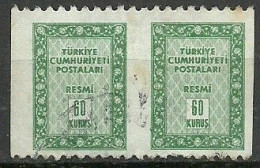Turkey; 1960 Official Stamp 60 K. ERROR "Partially  Imperf." - Sellos De Servicio