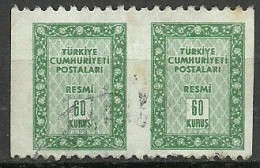 Turkey; 1960 Official Stamp 60 K. ERROR "Partially  Imperf." - Dienstzegels