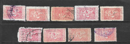 Saudi Arabia 9 Old Tax Stamps. Different Shades Perforation - Saoedi-Arabië