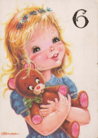 JOYEUX ANNIVERSAIRE 6 Ans FILLE ENFANTS Vintage Postal CPSM #PBT804.A - Anniversaire