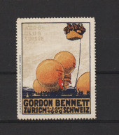 Motiv Ballone 1909-09-21 AK Gordon Bennett Wettfliegen + Vignette - Montgolfières