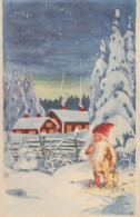 BABBO NATALE Buon Anno Natale GNOME Vintage Cartolina CPSMPF #PKD887.A - Santa Claus