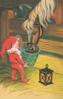 SANTA CLAUS Happy New Year Christmas GNOME Vintage Postcard CPSMPF #PKD875.A - Santa Claus
