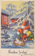 WEIHNACHTSMANN SANTA CLAUS Neujahr Weihnachten GNOME Vintage Ansichtskarte Postkarte CPSMPF #PKD279.A - Santa Claus