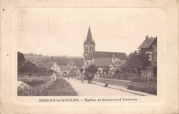 France - NESLES LA VALLÉE (95) Eglise Et Boulevard Pasteur - Ed. F. Mazet - Nesles-la-Vallée