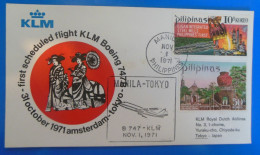 LETTRE 1er VOL MANILLE TOKYO 1971 - Filipinas