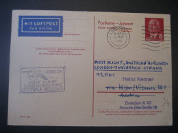 Deutschland DDR- Ganzsache Postkarte - Antwort, Erstflug 1961 London - Innsbruck Mit Austrian Airlines - Postkarten - Gebraucht