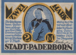 2 MARK 1921 Stadt PADERBORN Westphalia DEUTSCHLAND Notgeld Banknote #PG244 - [11] Local Banknote Issues
