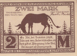 2 MARK 1921 Stadt PADERBORN Westphalia DEUTSCHLAND Notgeld Banknote #PG218 - [11] Local Banknote Issues