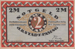2 MARK 1918 Stadt PASING Bavaria UNC DEUTSCHLAND Notgeld Banknote #PB494 - Lokale Ausgaben