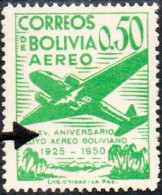 Bolivia 1950 * Hinge. CEFIBOL 515cf. VARIETY: "V" Of XXV Broken. Lloyd Anniversary. Printed By Litografias Unidas. - Bolivia