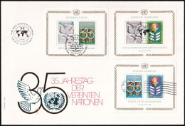 UNO NEW YORK - WIEN - GENF 1980 TRIO-FDC 35 Jahre Vereinte Nationen - Gezamelijke Uitgaven New York/Genève/Wenen