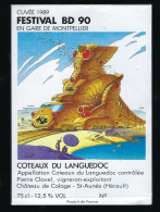 Etiquette Vin  Coteaux Du Languedoc Cuvée 1989 Festival BD 90 En Gare De Montpellier - Languedoc-Roussillon