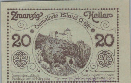 20 HELLER 1920 Stadt KLAUS Oberösterreich Österreich Notgeld Banknote #PD709 - [11] Emissions Locales