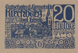 20 HELLER 1920 Stadt KIRCHBERG BEI LINZ Oberösterreich Österreich Notgeld Papiergeld Banknote #PG915 - [11] Emissions Locales