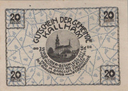 20 HELLER 1920 Stadt KALLHAM Oberösterreich Österreich Notgeld Banknote #PD693 - [11] Local Banknote Issues