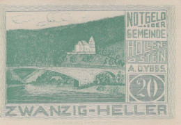 20 HELLER 1920 Stadt HOLLENSTEIN AN DER YBBS Niedrigeren Österreich Notgeld Papiergeld Banknote #PG858 - [11] Emissions Locales