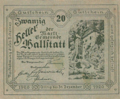20 HELLER 1920 Stadt HALLSTATT Oberösterreich Österreich Notgeld Banknote #PD579 - [11] Emissions Locales