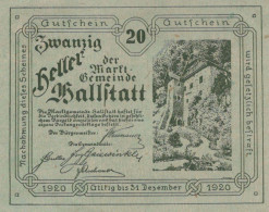 20 HELLER 1920 Stadt HALLSTATT Oberösterreich Österreich Notgeld Papiergeld Banknote #PG877 - [11] Emissions Locales