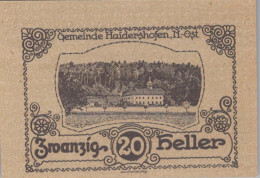 20 HELLER 1920 Stadt HAIDERSHOFEN Niedrigeren Österreich Notgeld Papiergeld Banknote #PG502 - [11] Local Banknote Issues