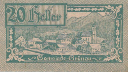 20 HELLER 1920 Stadt GRÜNAU Oberösterreich Österreich Notgeld Papiergeld Banknote #PG505 - [11] Local Banknote Issues