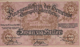 20 HELLER 1920 Stadt GUMPOLDSKIRCHEN Niedrigeren Österreich Notgeld Papiergeld Banknote #PG834 - [11] Local Banknote Issues
