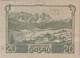 20 HELLER 1920 Stadt GOSAU Oberösterreich Österreich Notgeld Papiergeld Banknote #PG831 - Lokale Ausgaben