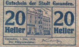 20 HELLER 1920 Stadt GMUNDEN Oberösterreich Österreich Notgeld Banknote #PF041 - Lokale Ausgaben