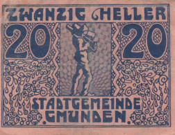 20 HELLER 1920 Stadt GMUNDEN Oberösterreich Österreich Notgeld Banknote #PF170 - Lokale Ausgaben