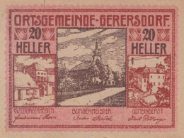 20 HELLER 1920 Stadt GERERSDORF Niedrigeren Österreich Notgeld #PF783 - Lokale Ausgaben
